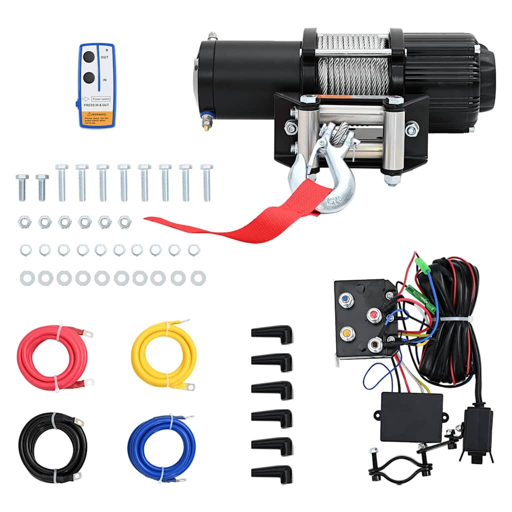 vidaXL Електрическа лебедка 12 V 4500 lbs 2040 кг с дистанционно