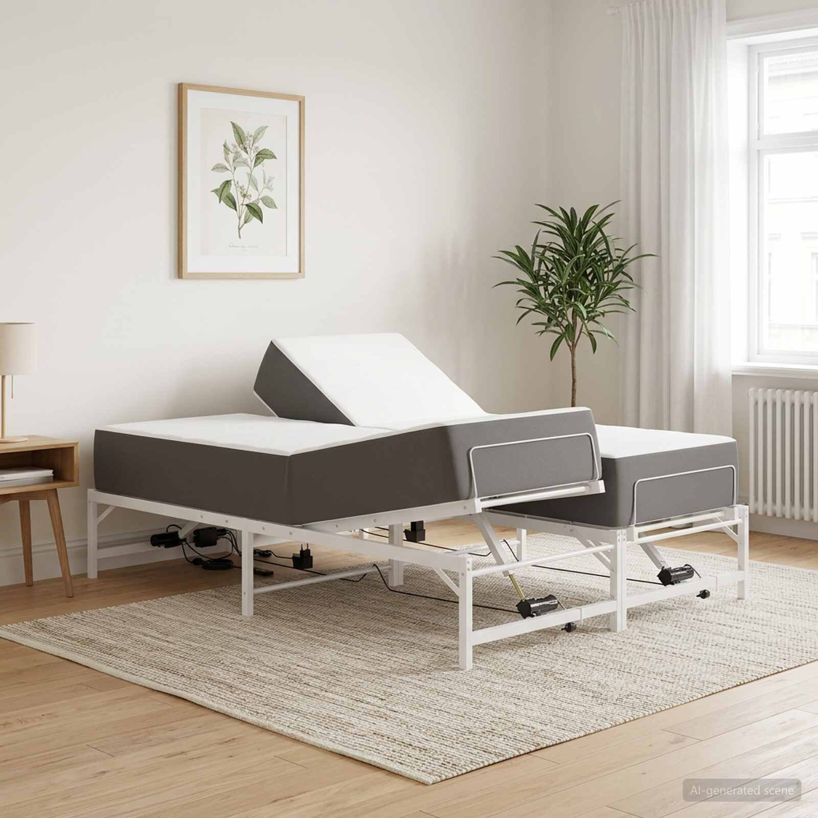 vidaXL Електрическа регулируема рамка за легло Бяло 137 x 190 cm