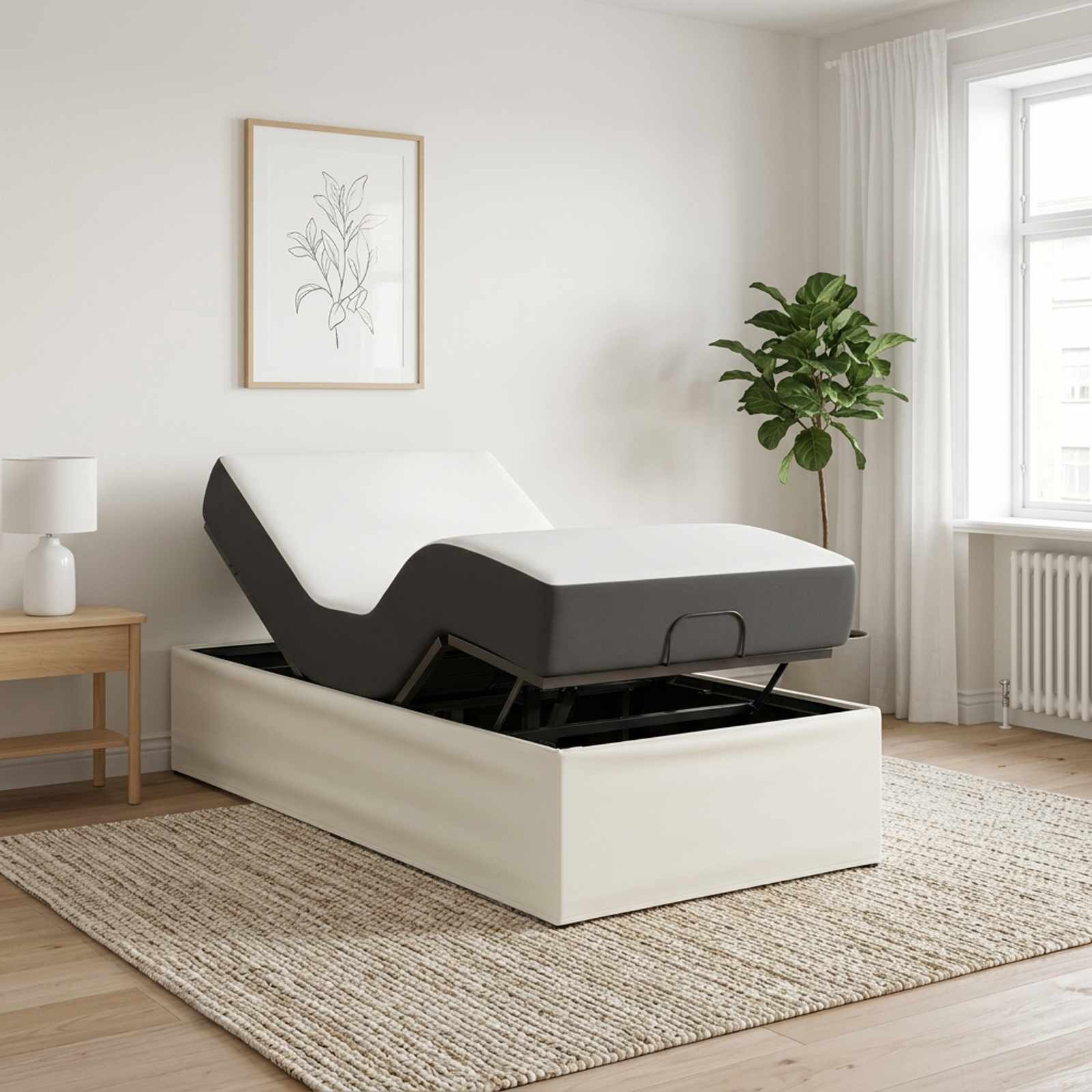 vidaXL Електрическа регулируема рамка за легло Бяло 200 x 70 x 335 см
