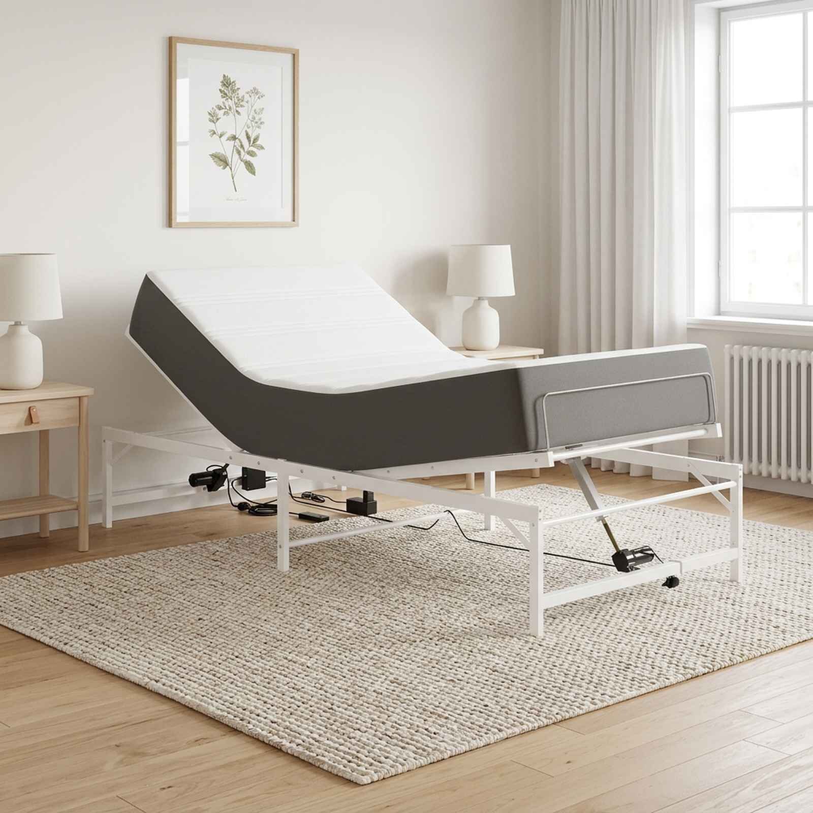 vidaXL Електрическа регулируема рамка за легло Бяло 75 x 190 cm