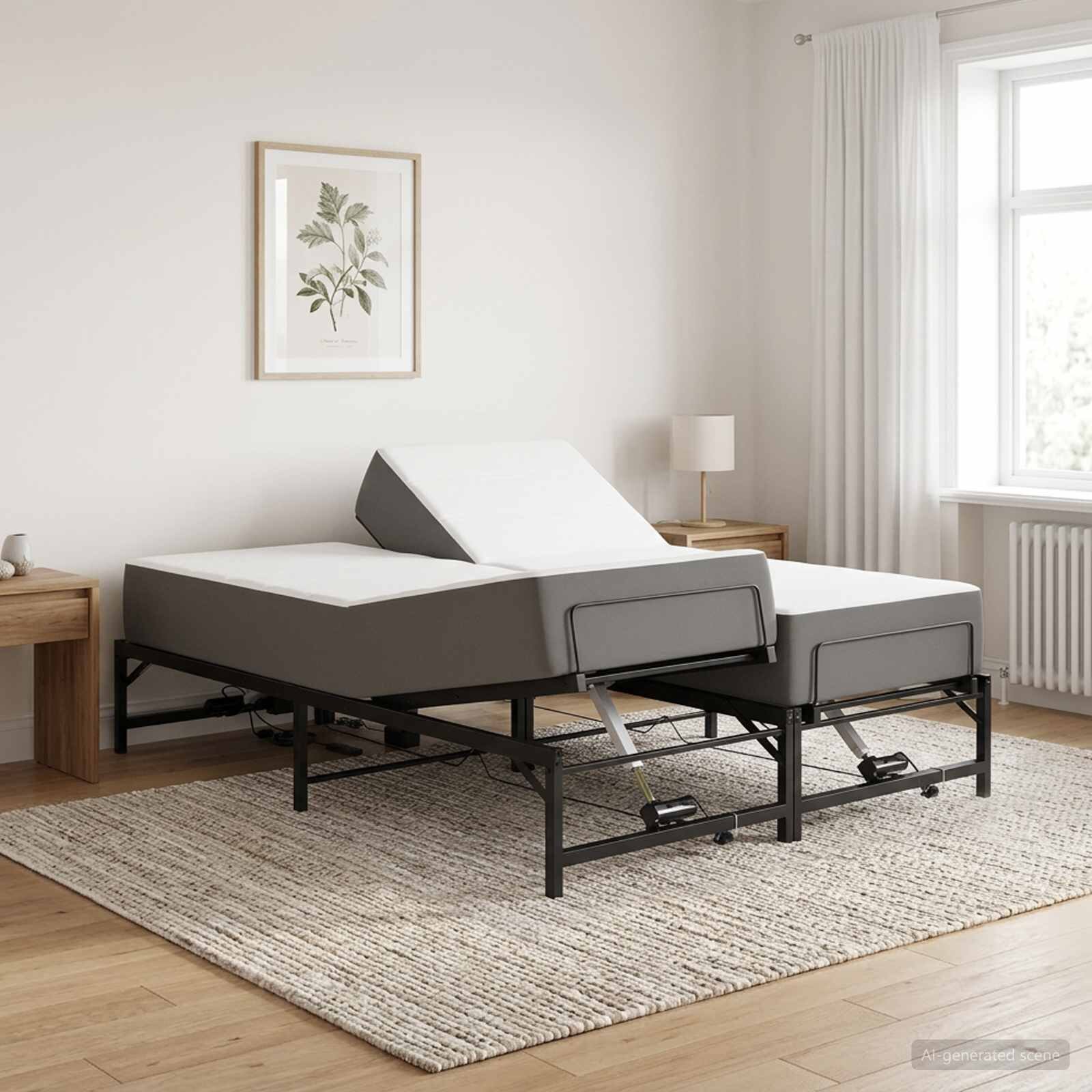 vidaXL Електрическа регулируема рамка за легло Черно 150 x 200 cm
