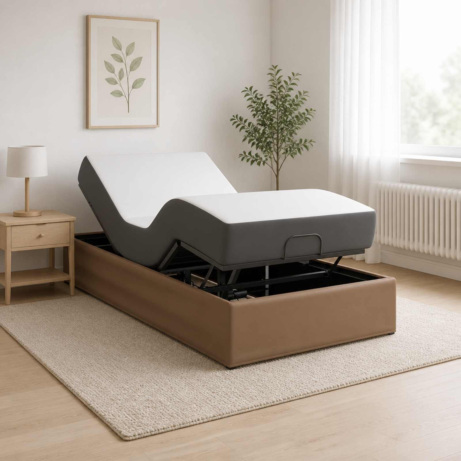 vidaXL Електрическа регулируема рамка за легло Кафеникаво