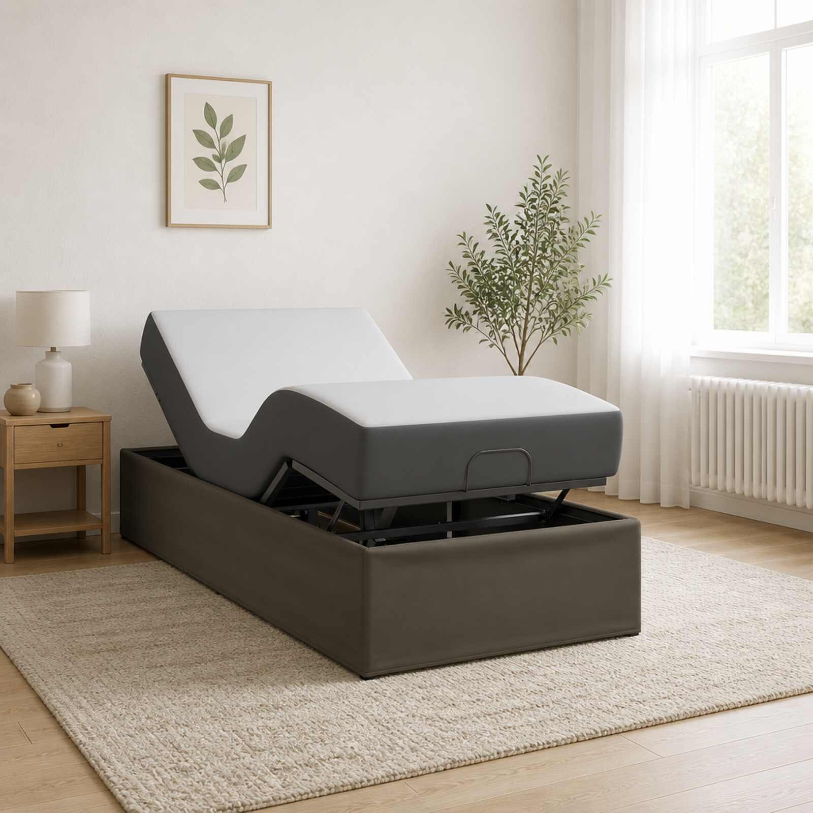 vidaXL Електрическа регулируема рамка за легло Сиво 200 x 80 x 335 см