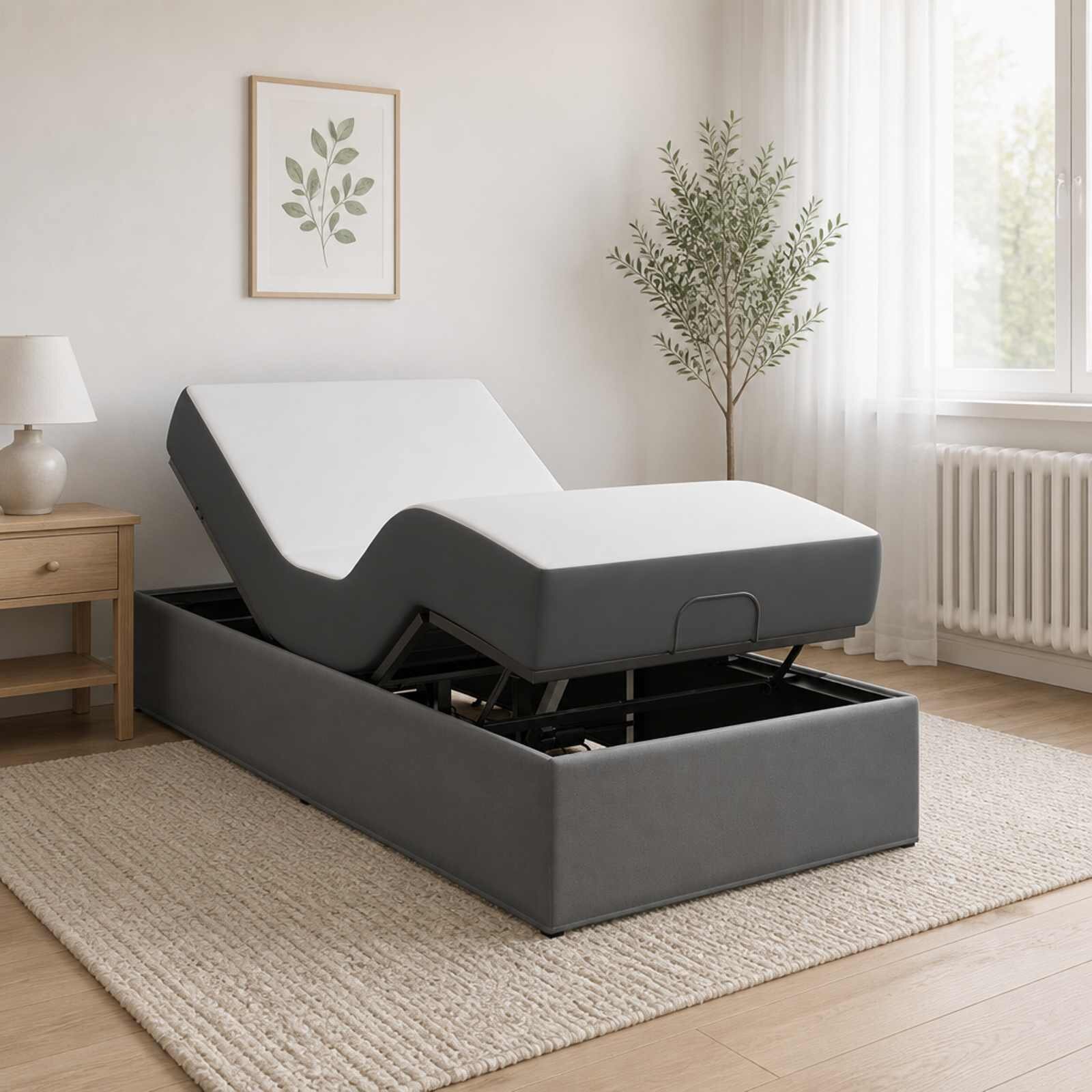 vidaXL Електрическа регулируема рамка за легло Тъмносиво