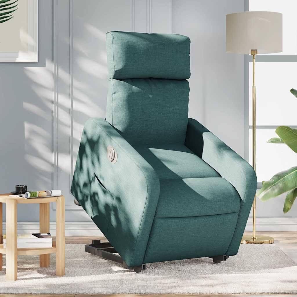 vidaXL Електрически изправящ реклайнер стол тъмнозелен текстил