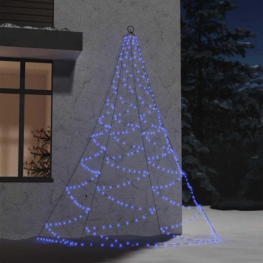 vidaXL Елха за стена с метална кука 260 LED синьо 3 м закрито открито
