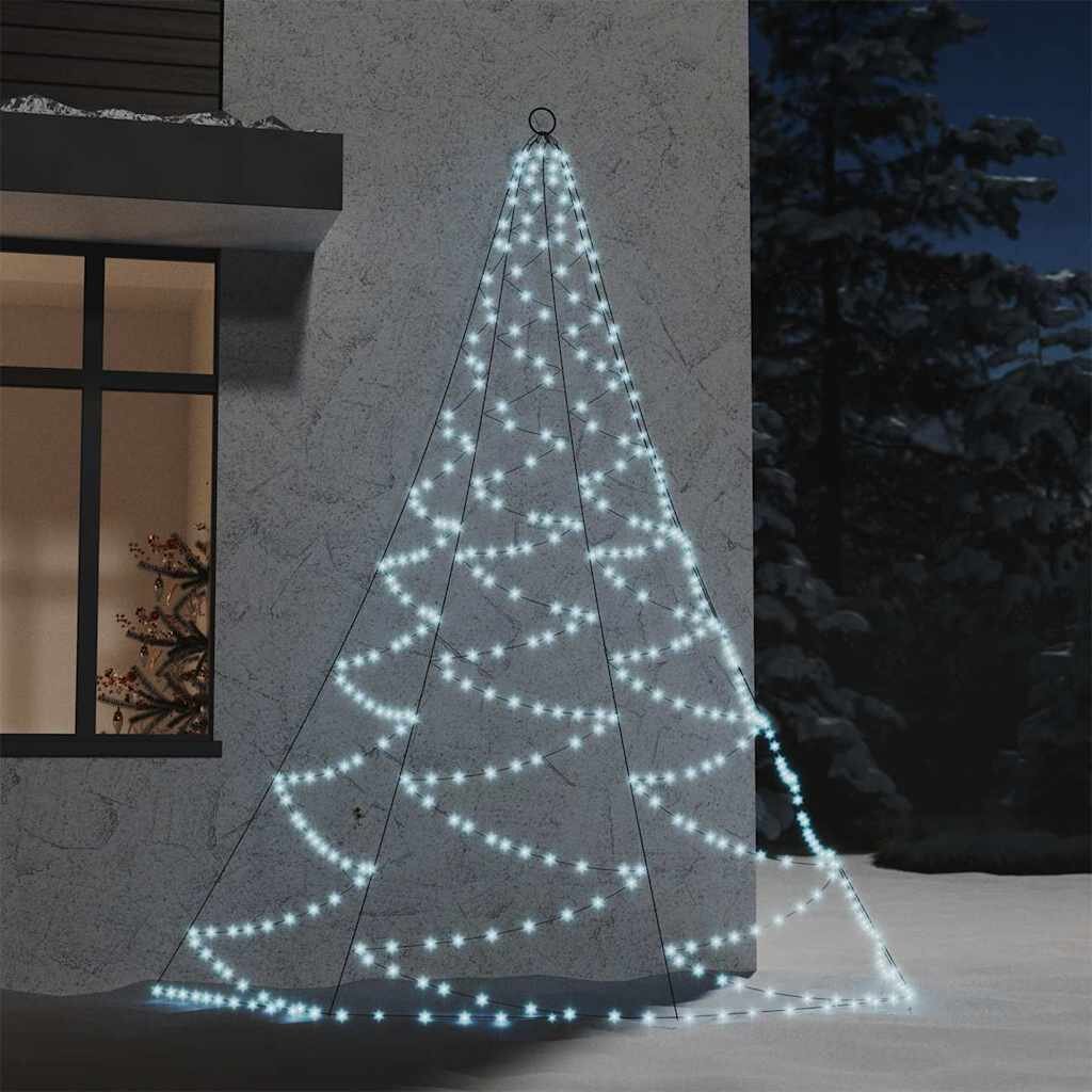 vidaXL Елха за стена с метална кука 260 LED студено бяло 3 м вътре вън