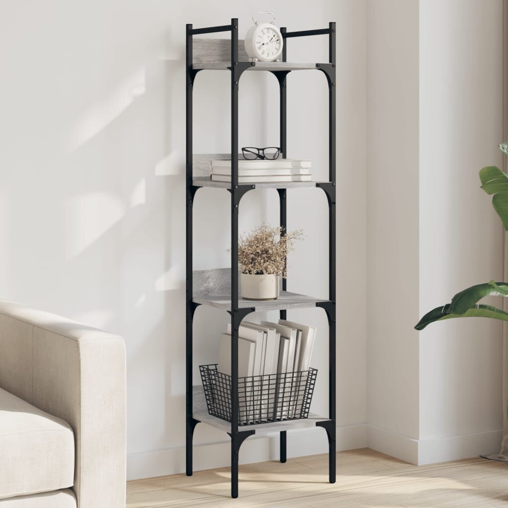 vidaXL Етажерка 4 нива сив сонома 35x30x1385 см инженерно дърво