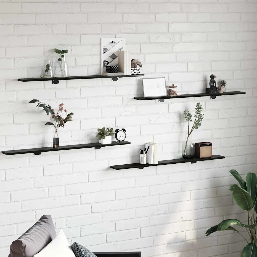 vidaXL Етажерка Борд 3 нива 4 бр. 100 x 10 x 15 cm Черен