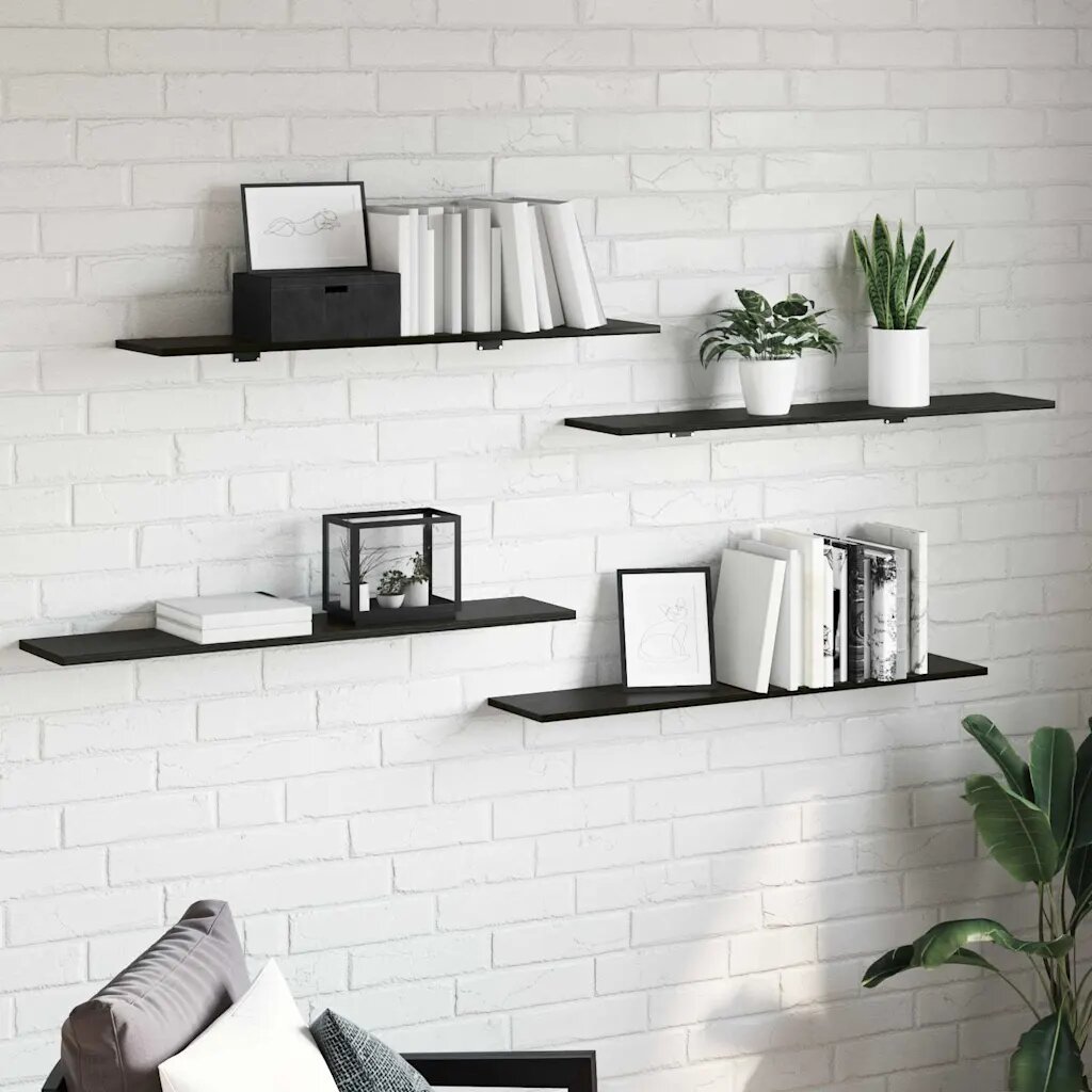 vidaXL Етажерка Борд 3 нива 4 бр. 100 x 20 x 15 cm Черен