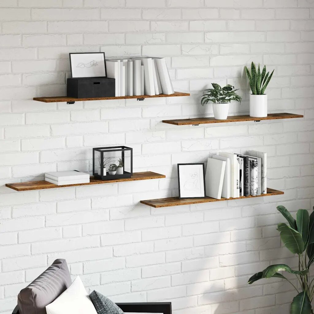 vidaXL Етажерка Борд 3 нива 4 бр. 100 x 20 x 15 cm Кафяво