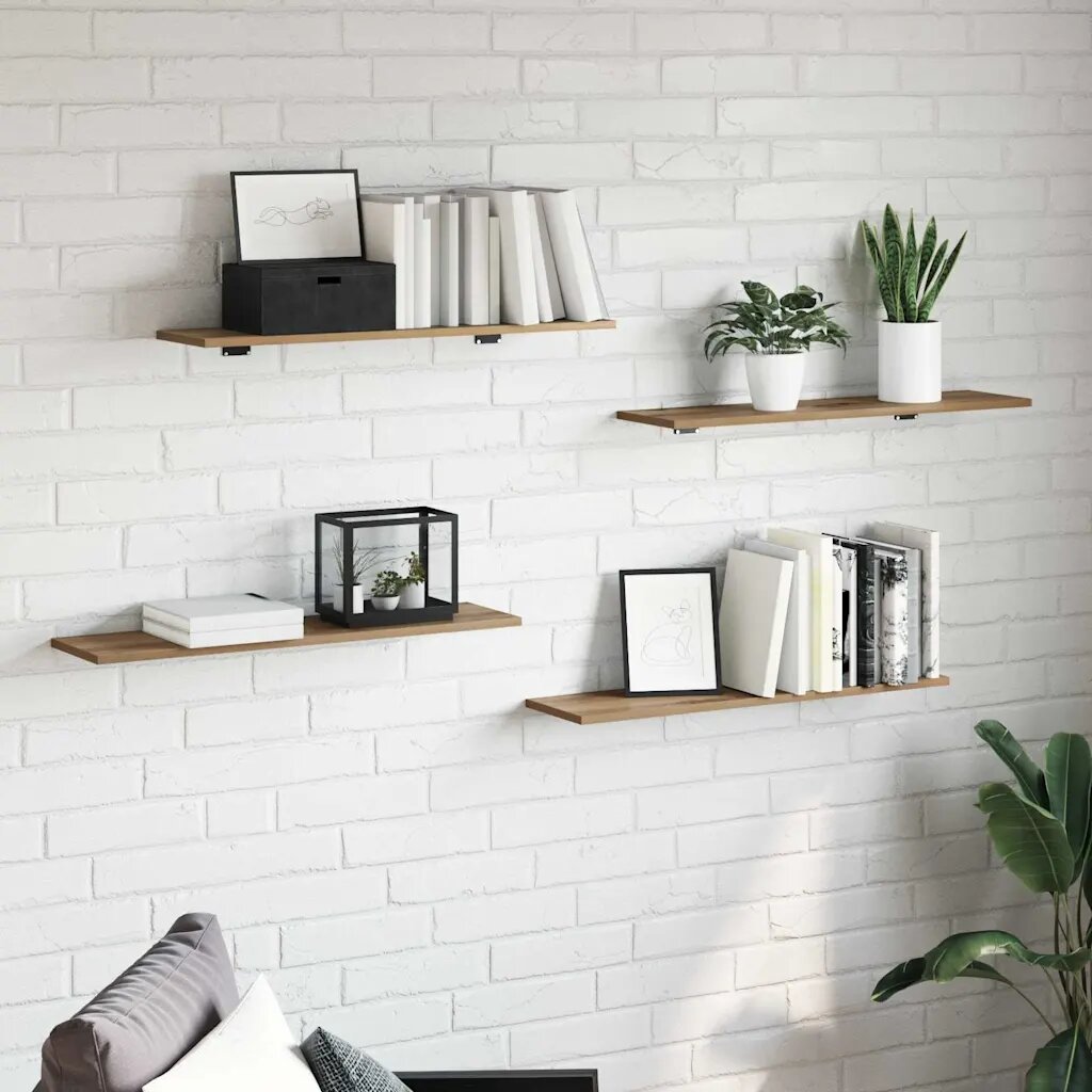 vidaXL Етажерка Борд 3 нива 4 бр. 80 x 20 x 15 cm Инженерна дървесина