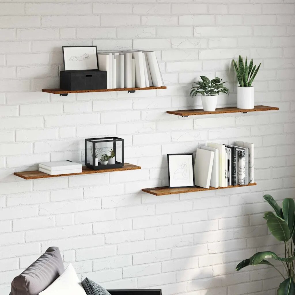 vidaXL Етажерка Борд 3 нива 4 бр. 80 x 20 x 15 cm Инженерна дървесина