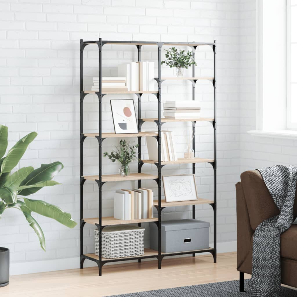 vidaXL Етажерка дъб сонома 100x32x170 см инженерно дърво и желязо