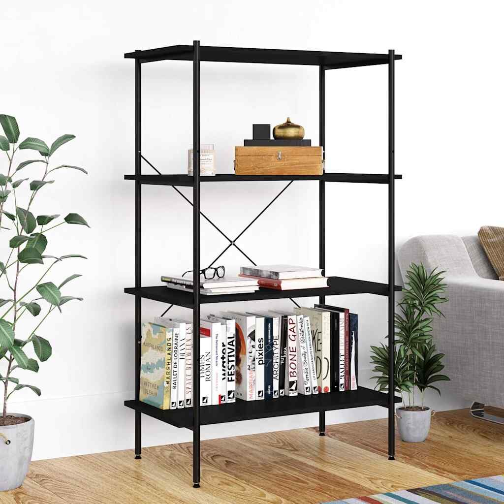 vidaXL Етажерка с 4 рафта черна 80x40x130 см