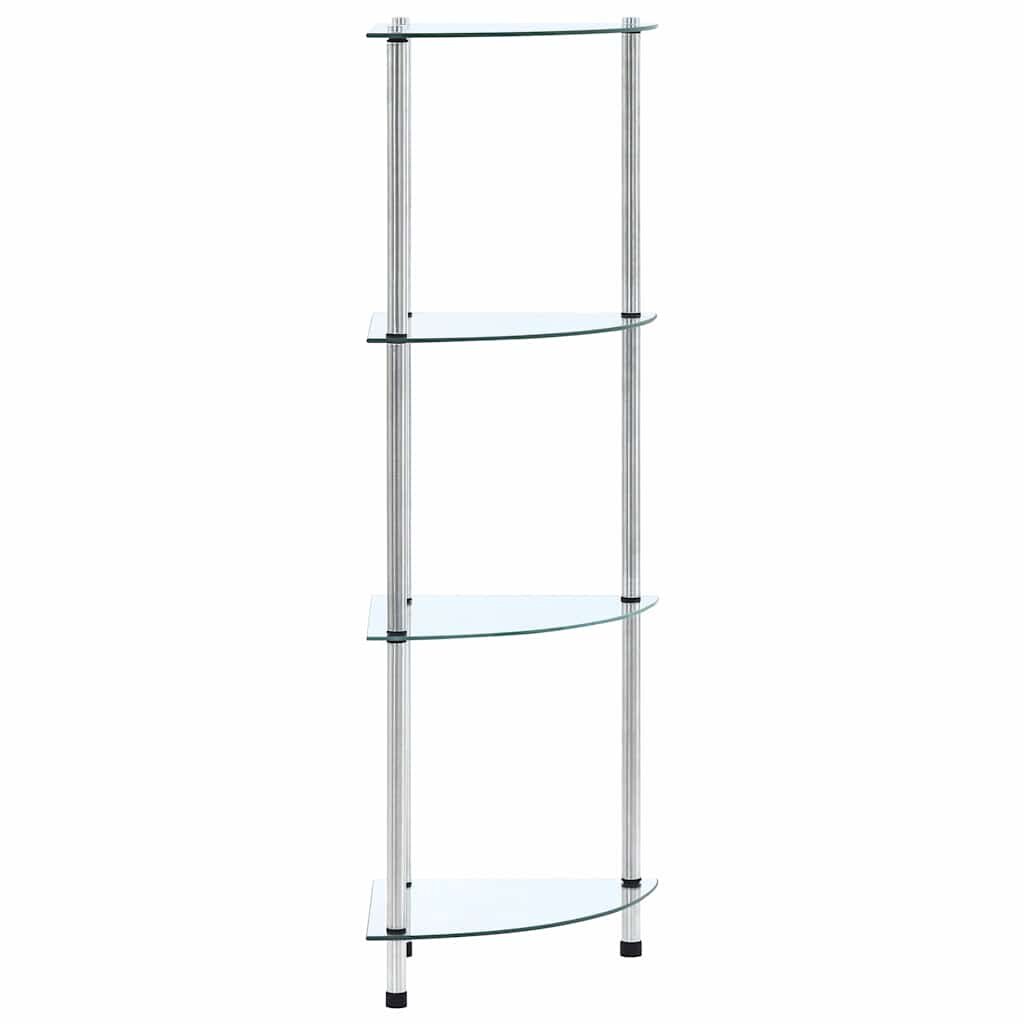 vidaXL Етажерка с 4 рафта прозрачна 30x30x100 см закалено стъкло