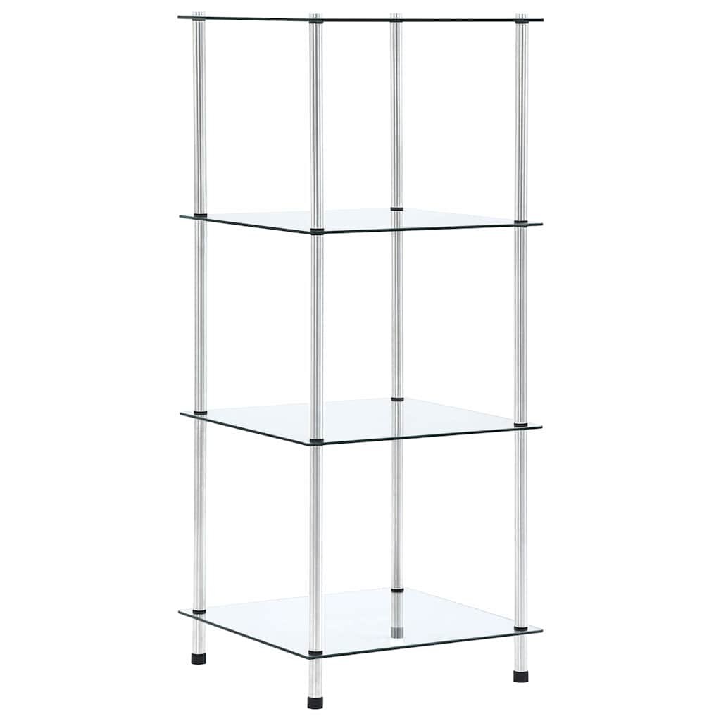 vidaXL Етажерка с 4 рафта прозрачна 40x40x100 см закалено стъкло