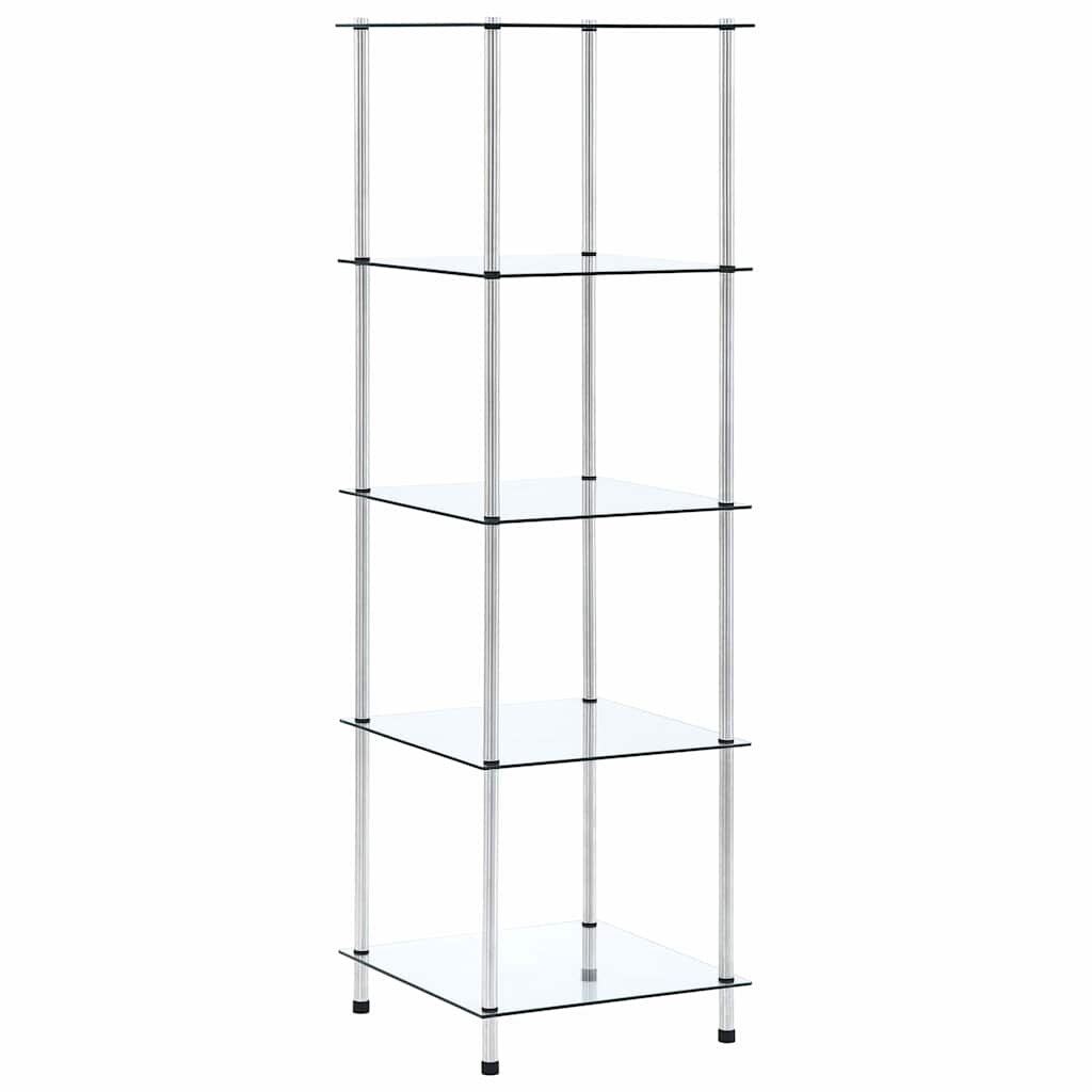 vidaXL Етажерка с 5 рафта прозрачна 40x40x130 см закалено стъкло