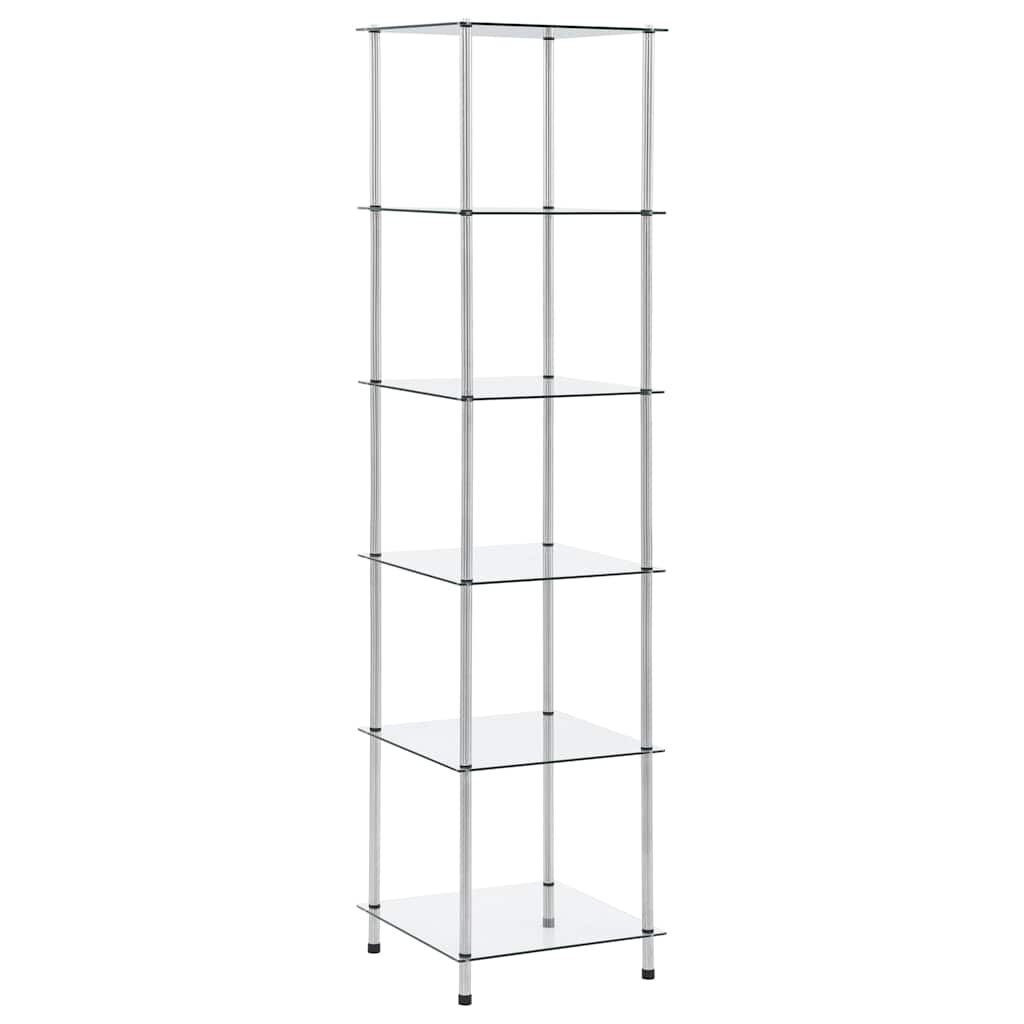 vidaXL Етажерка с 6 рафта прозрачна 40x40x160 см закалено стъкло