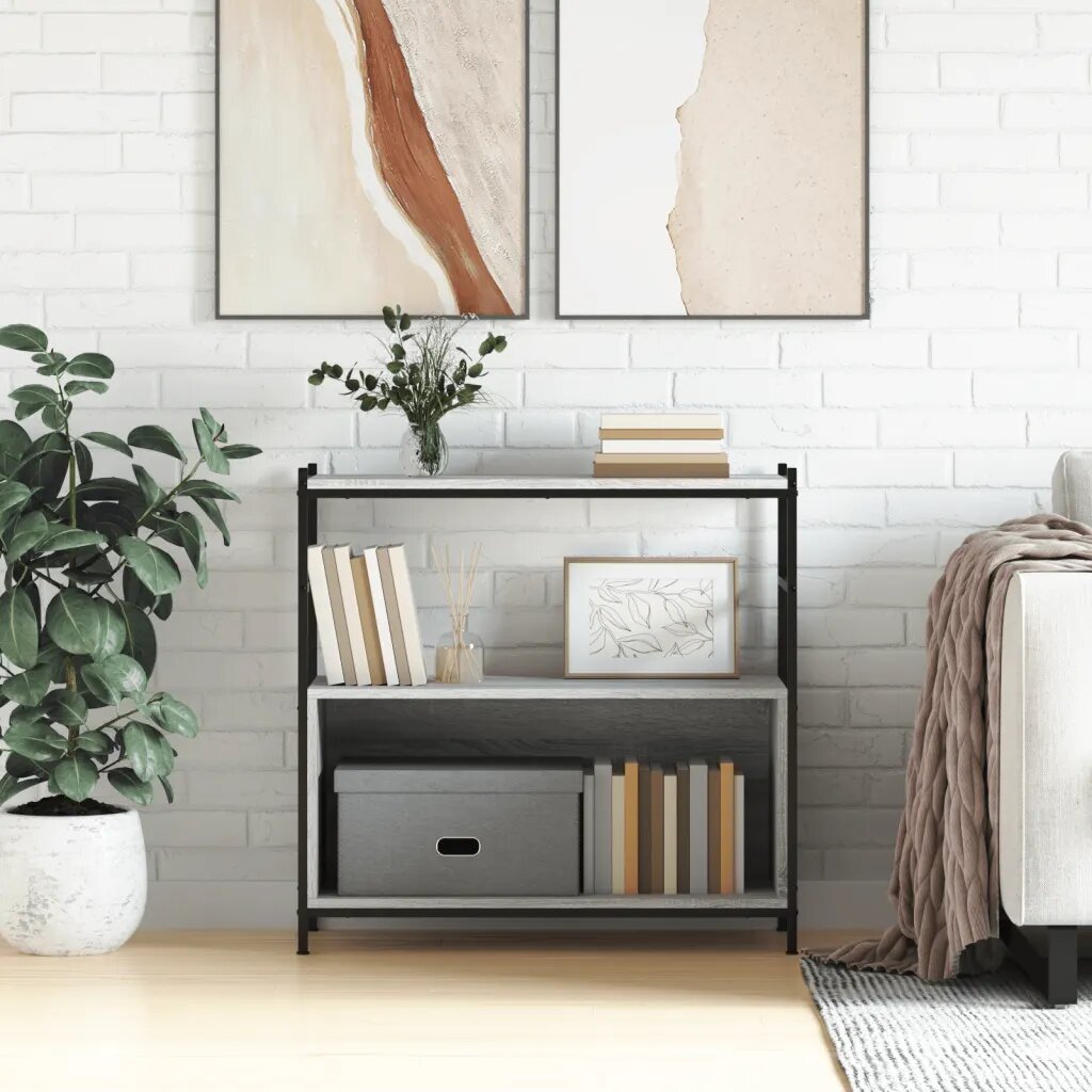 vidaXL Етажерка сив сонома 80x30x785см инженерно дърво и желязо