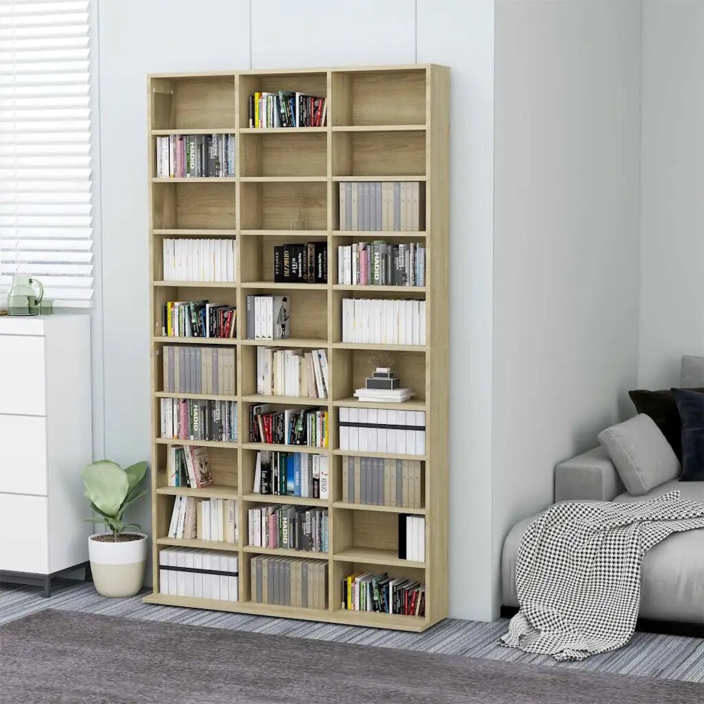 vidaXL Етажерка за CD сонома дъб 102x23x1775 см инженерно дърво