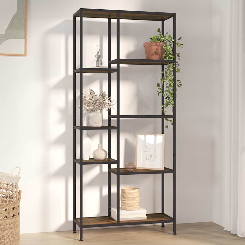 vidaXL Етажерка за книги 80x30x180 см стомана и инженерно дърво