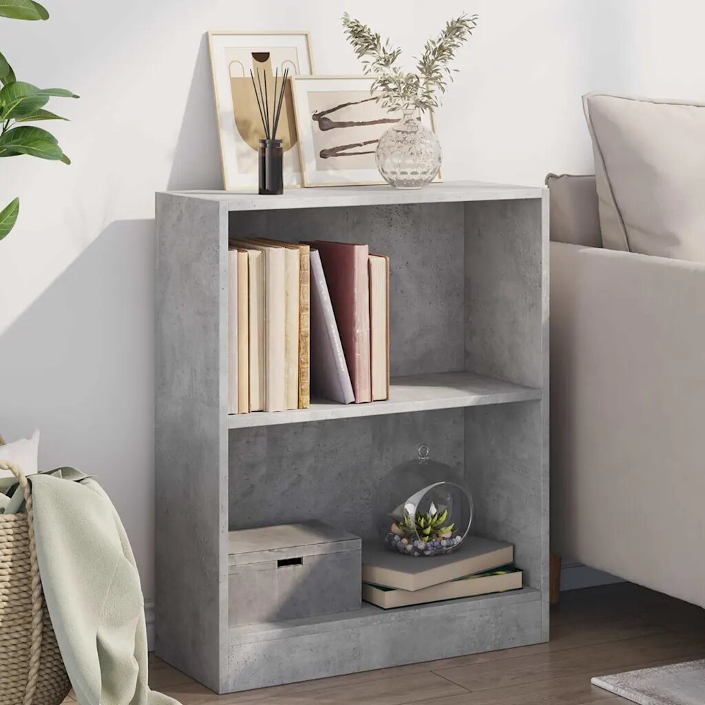 vidaXL Етажерка за книги бетонно сива 60x24x76 см инженерно дърво