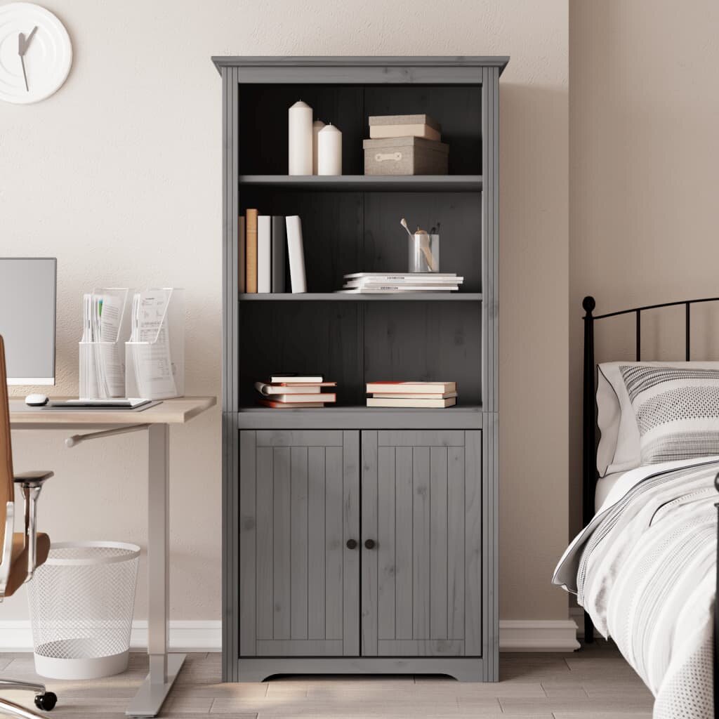 vidaXL Етажерка за книги BODO сива 82x40x173 см бор масив