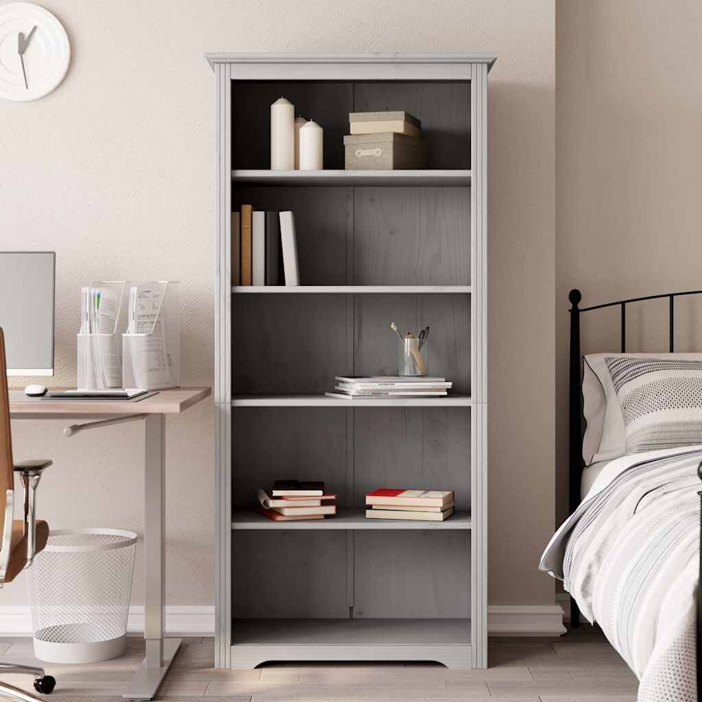 vidaXL Етажерка за книги BODO сива 82x40x173 см бор масив 5 нива