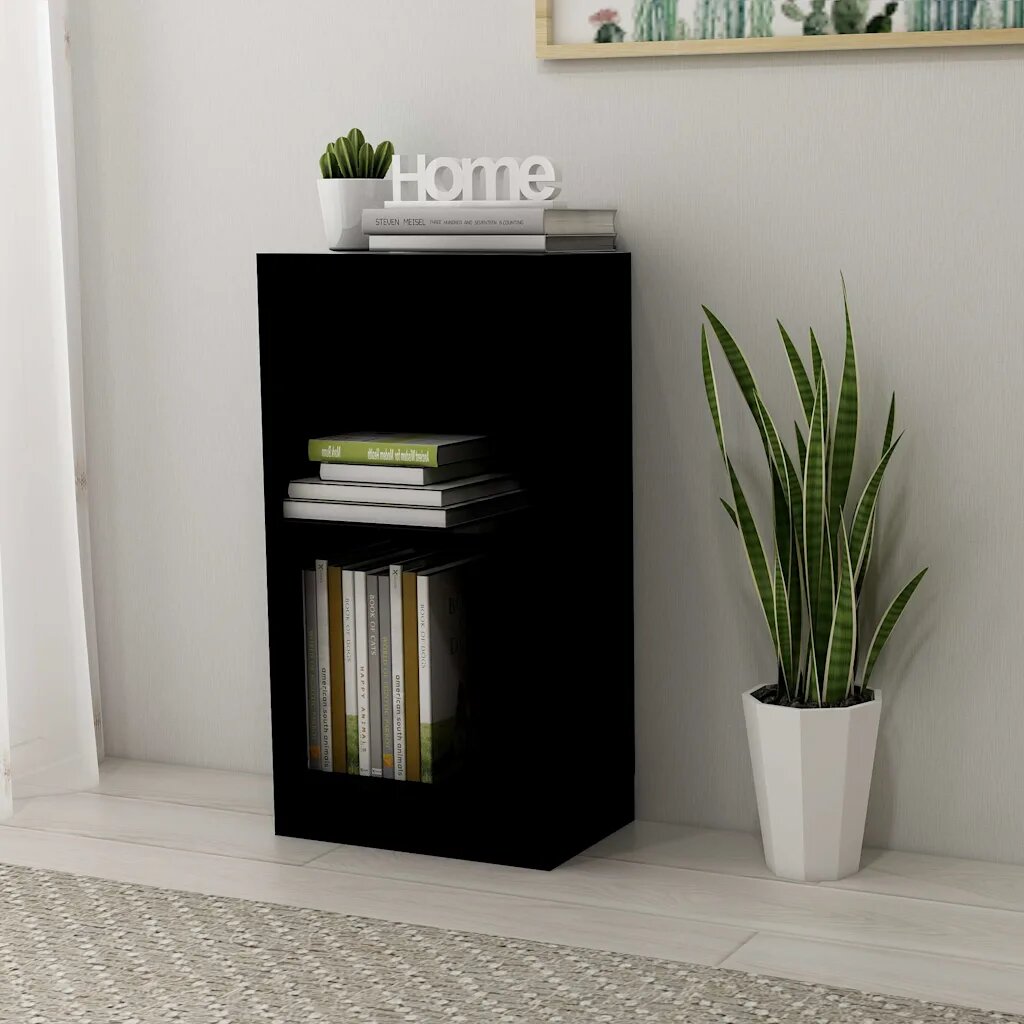 vidaXL Етажерка за книги черна 40x24x75 см инженерно дърво