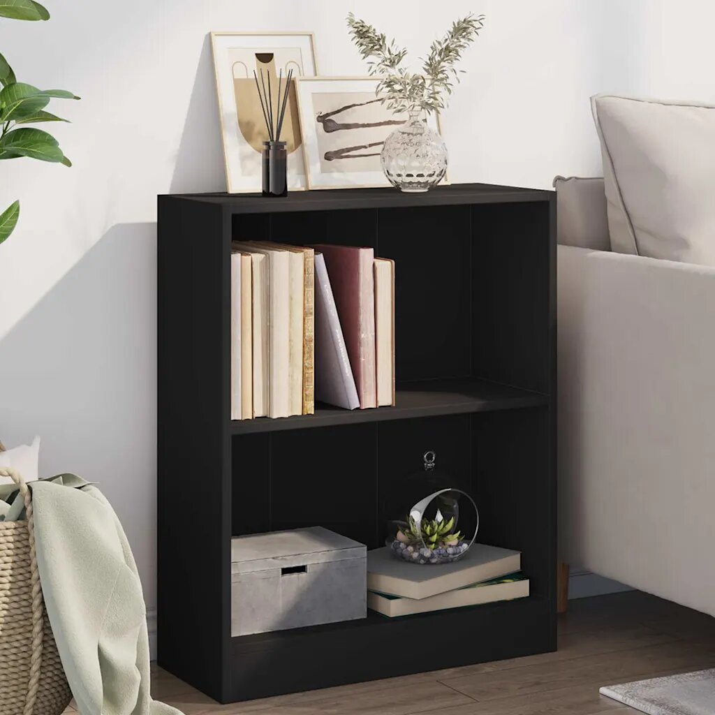 vidaXL Етажерка за книги черна 60x24x76 см инженерно дърво