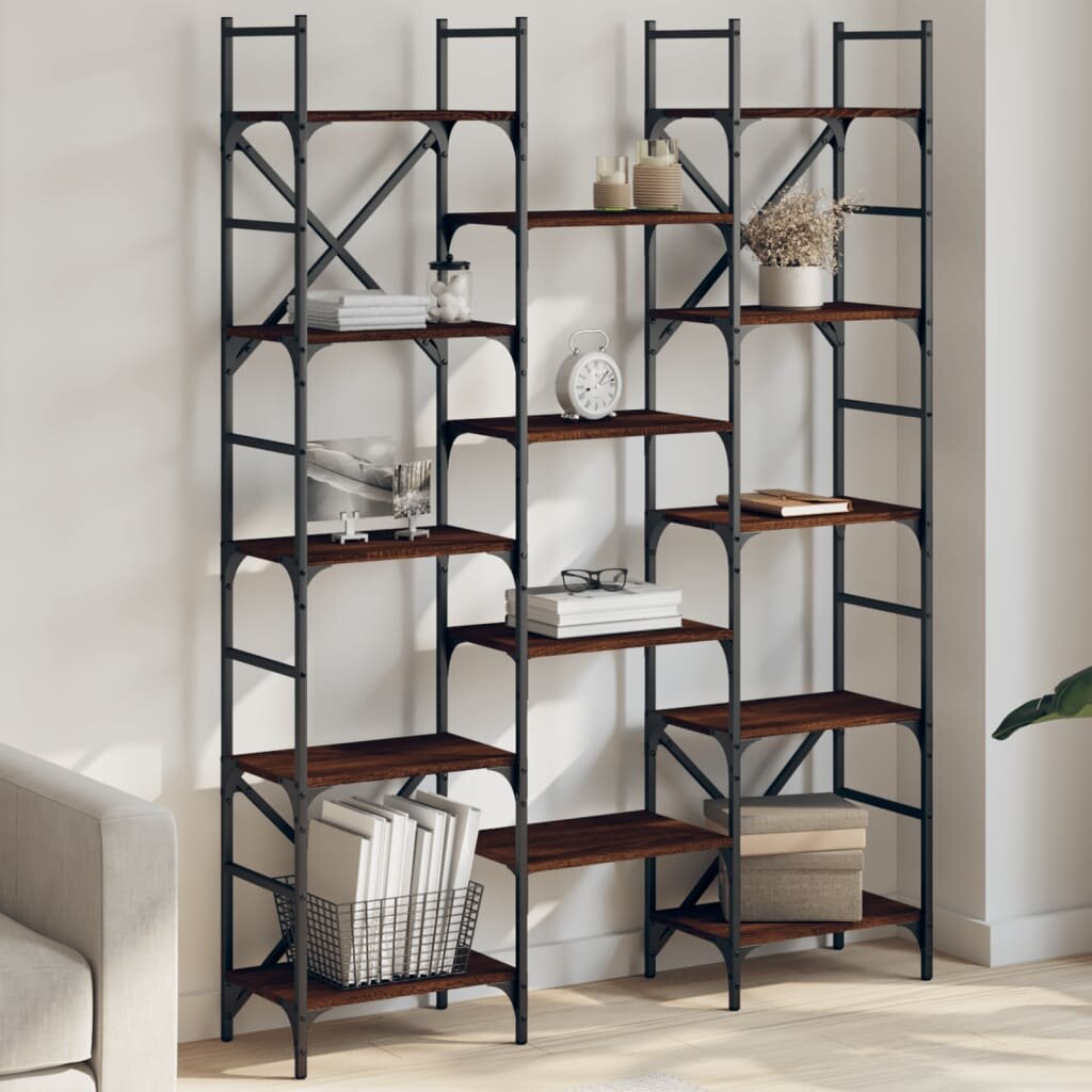 vidaXL Етажерка за книги кафяв дъб 1275x285x1725 см инженерно дърво