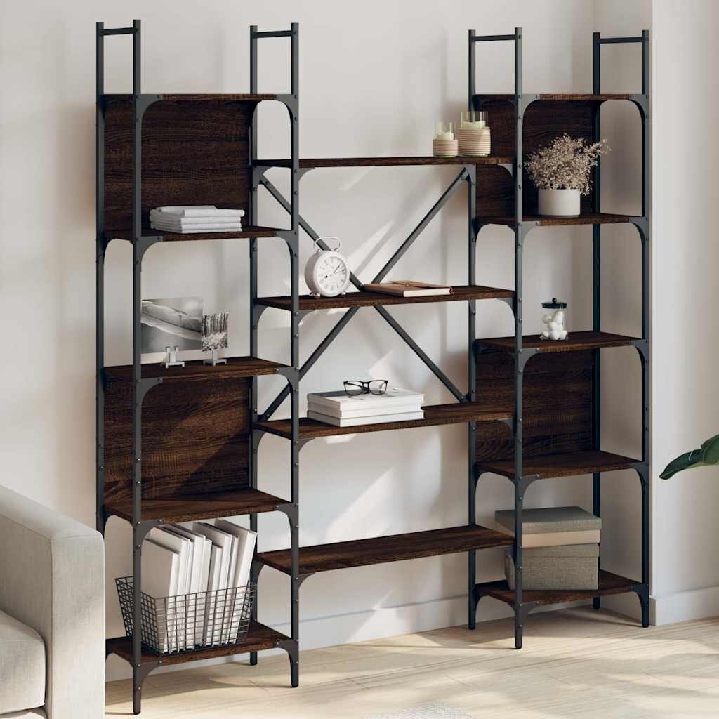 vidaXL Етажерка за книги кафяв дъб 1555x24x1665 см инженерно дърво