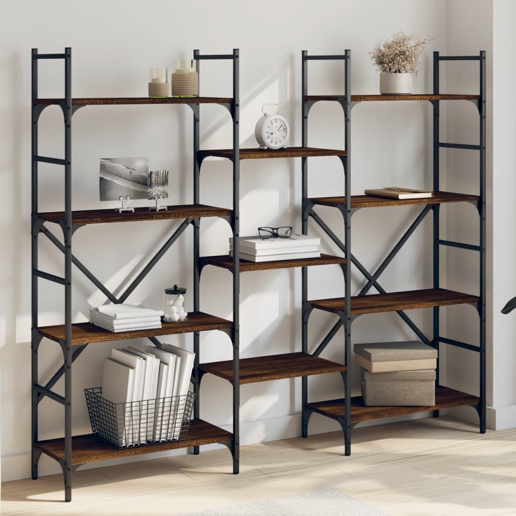 vidaXL Етажерка за книги кафяв дъб 160x285x1365 см инженерно дърво