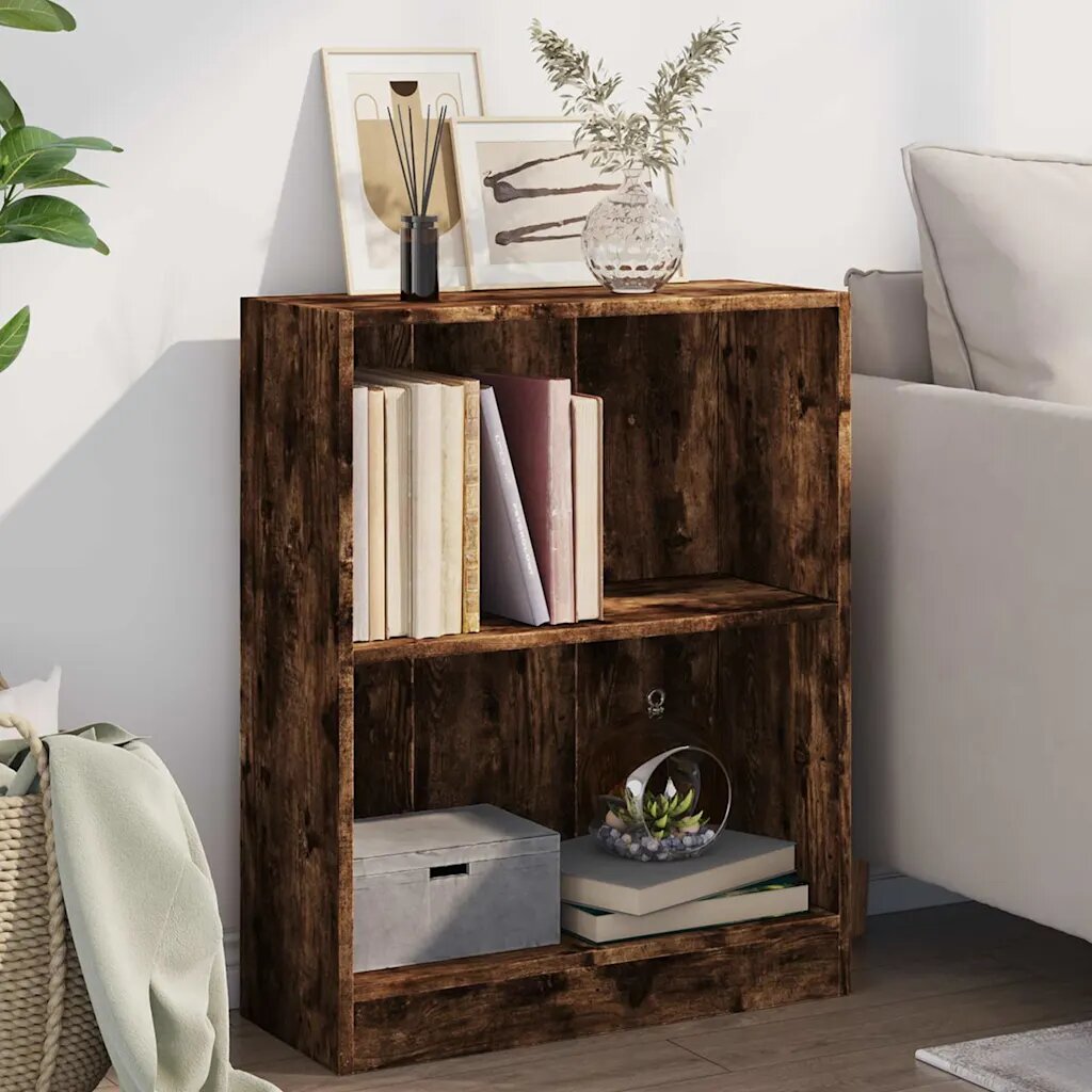 vidaXL Етажерка за книги опушен дъб 60x24x76 см инженерно дърво