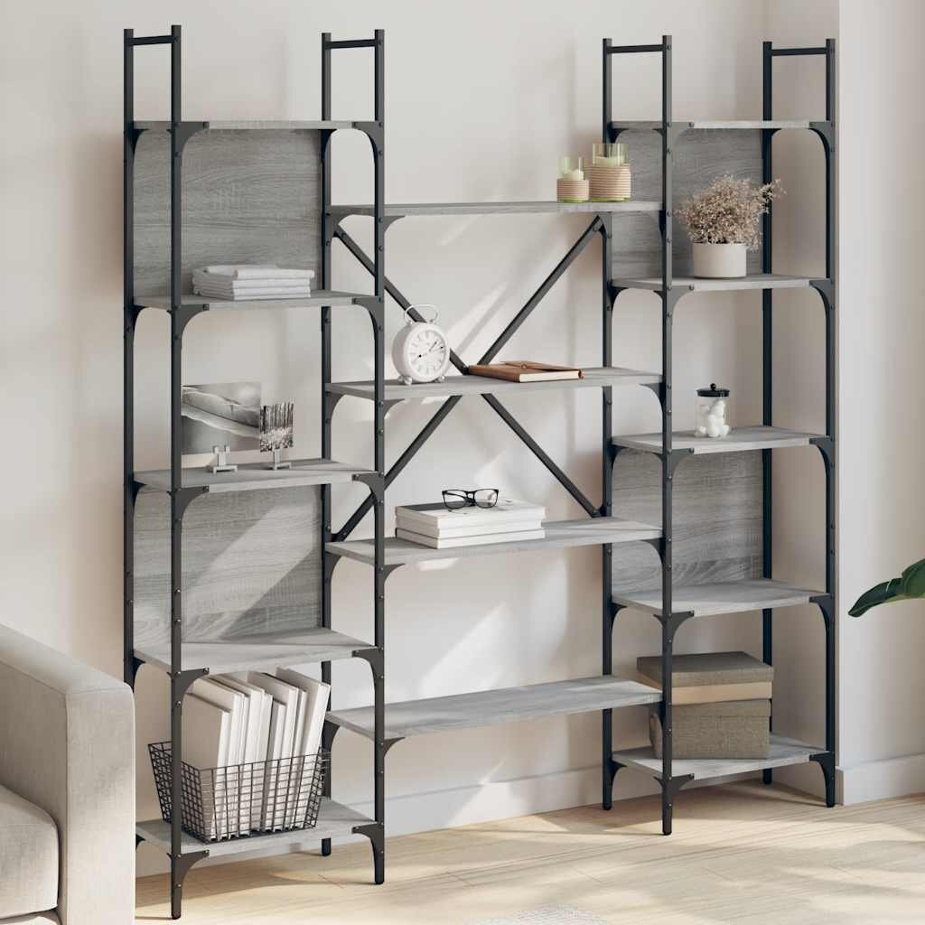 vidaXL Етажерка за книги сив сонома 1555x24x1665 см инженерно дърво