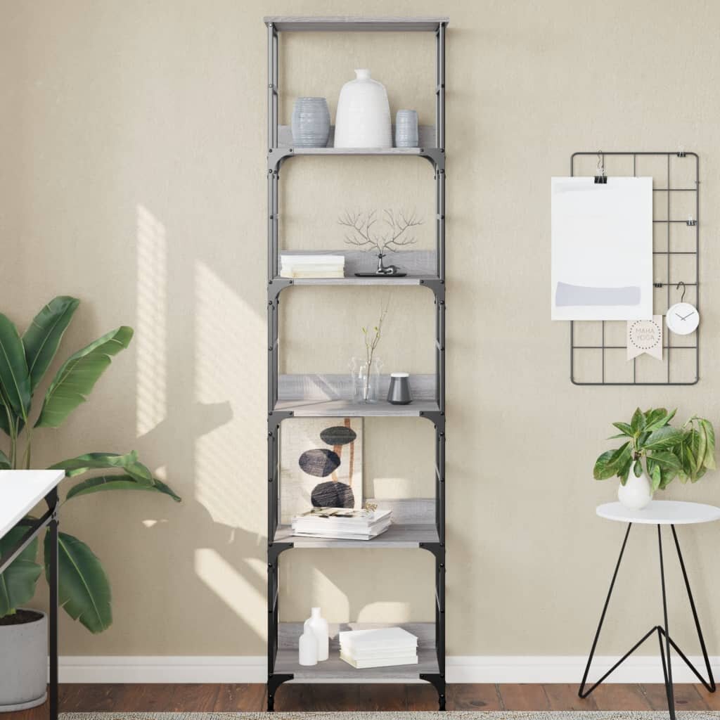 vidaXL Етажерка за книги сив сонома 50x33x1885 см инженерно дърво