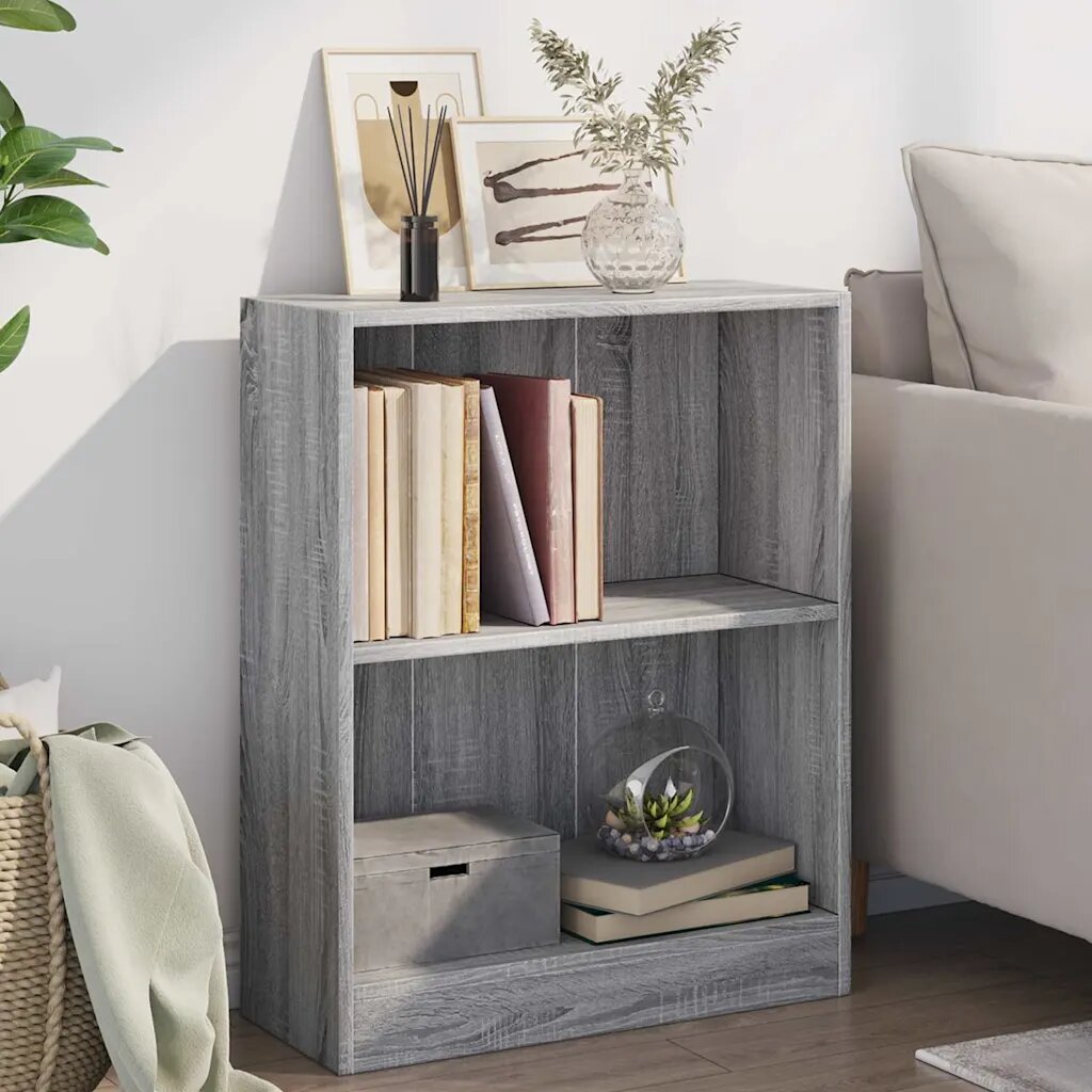 vidaXL Етажерка за книги сив сонома 60x24x76 см инженерно дърво