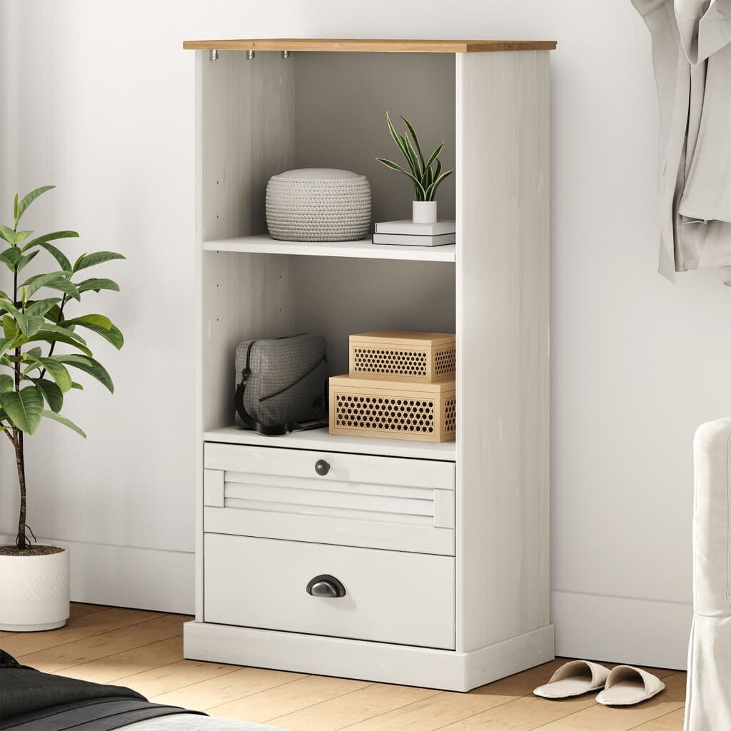 vidaXL Етажерка за книги VIGO бяла 60x35x1145 см бор масив