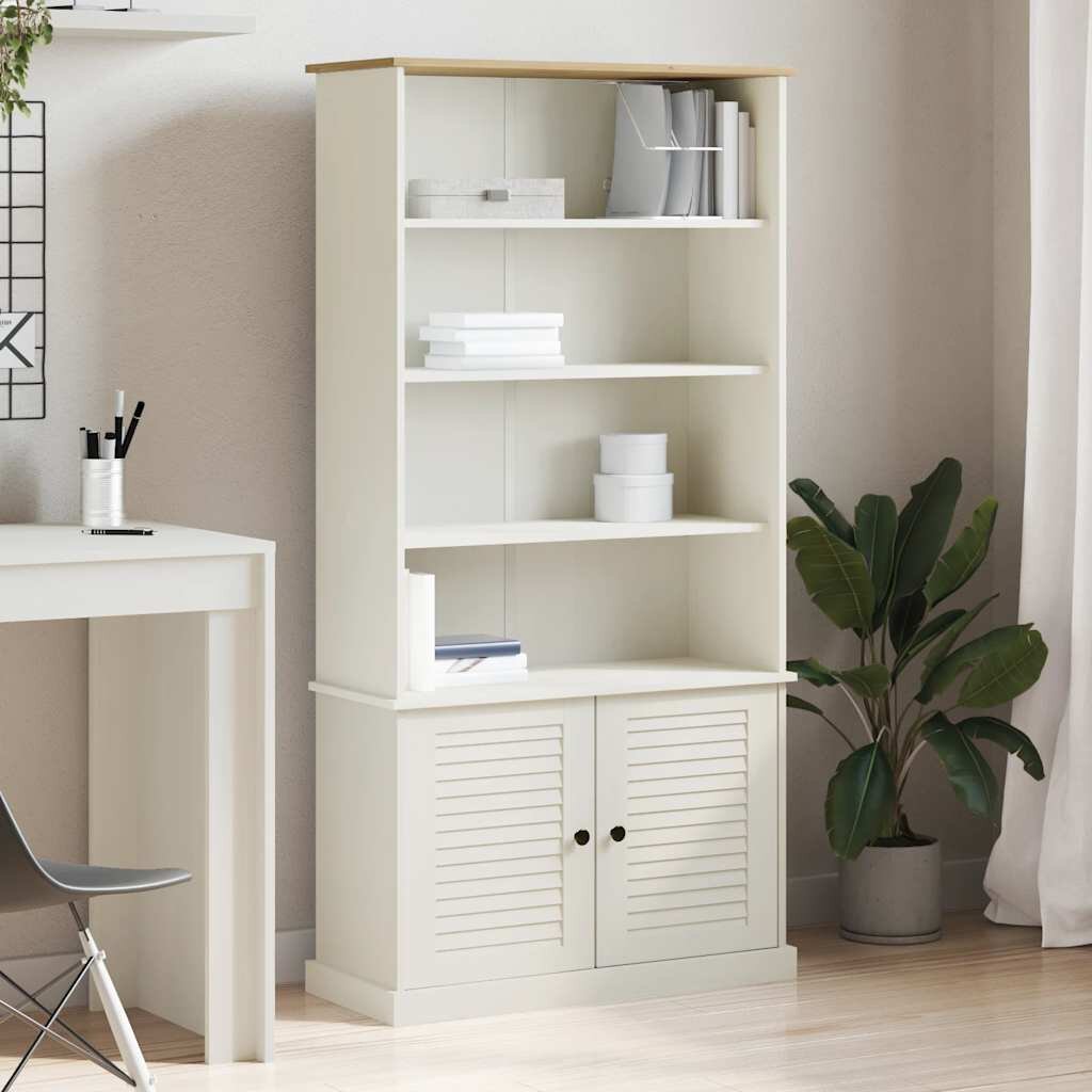 vidaXL Етажерка за книги VIGO бяла 85x35x170 см бор масив