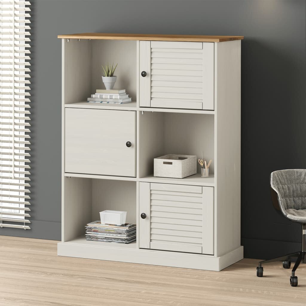 vidaXL Етажерка за книги VIGO бяла 90x35x1145 см бор масив