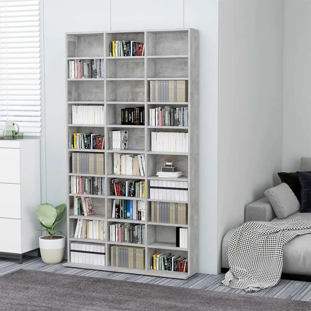 vidaXL Етажерка за компактдискове сива 102x16x1775 см инженерно дърво