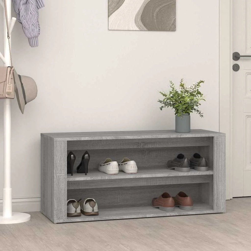 vidaXL Етажерка за обувки бетонно сива 100x35x45 см инженерно дърво