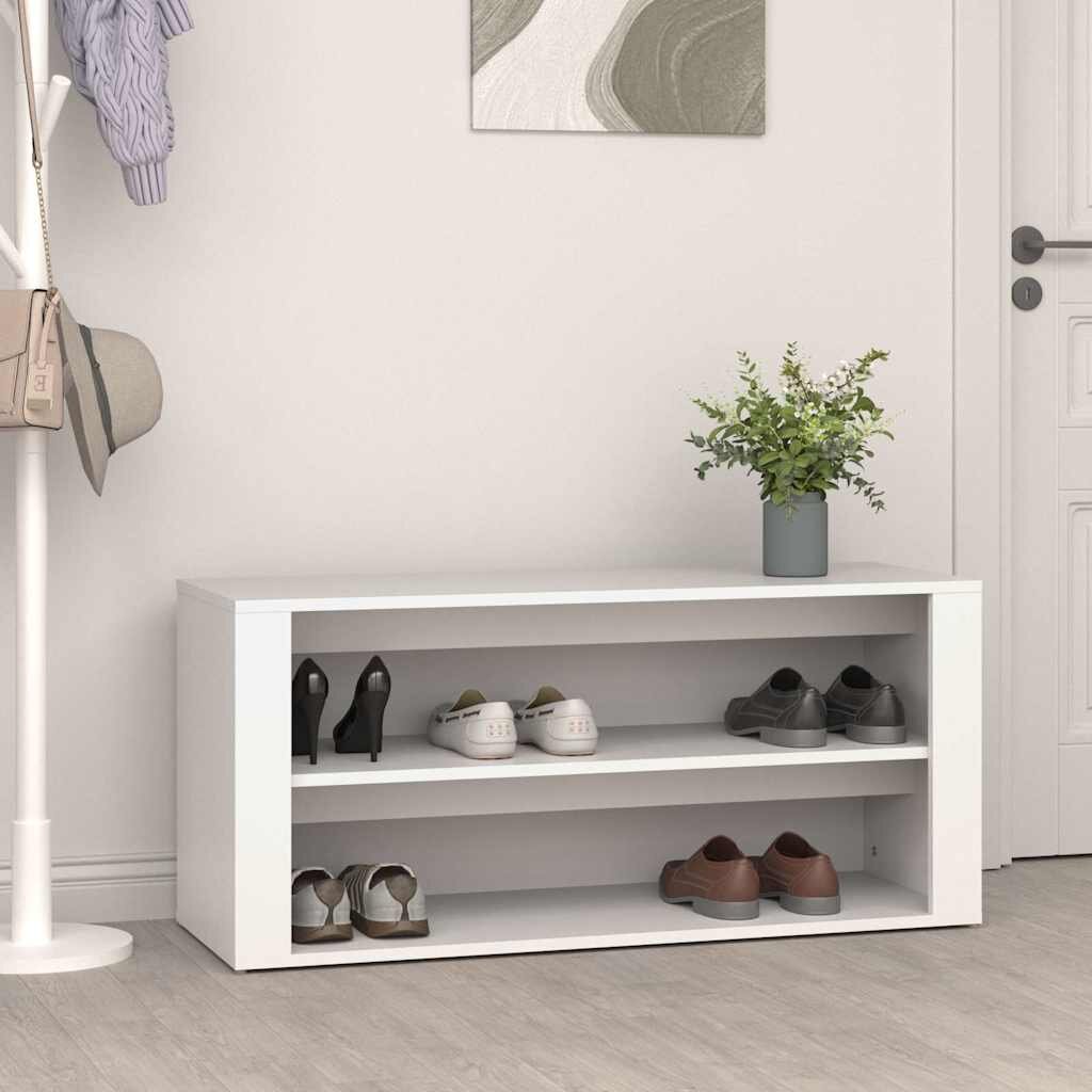 vidaXL Етажерка за обувки бяла 100x35x45 см инженерно дърво