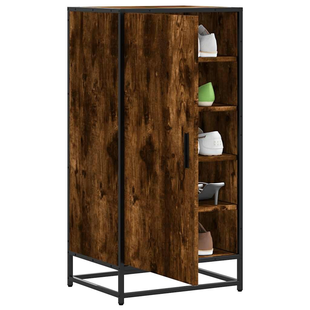 vidaXL Етажерка за обувки опушен дъб 48x38x975 см инженерно дърво