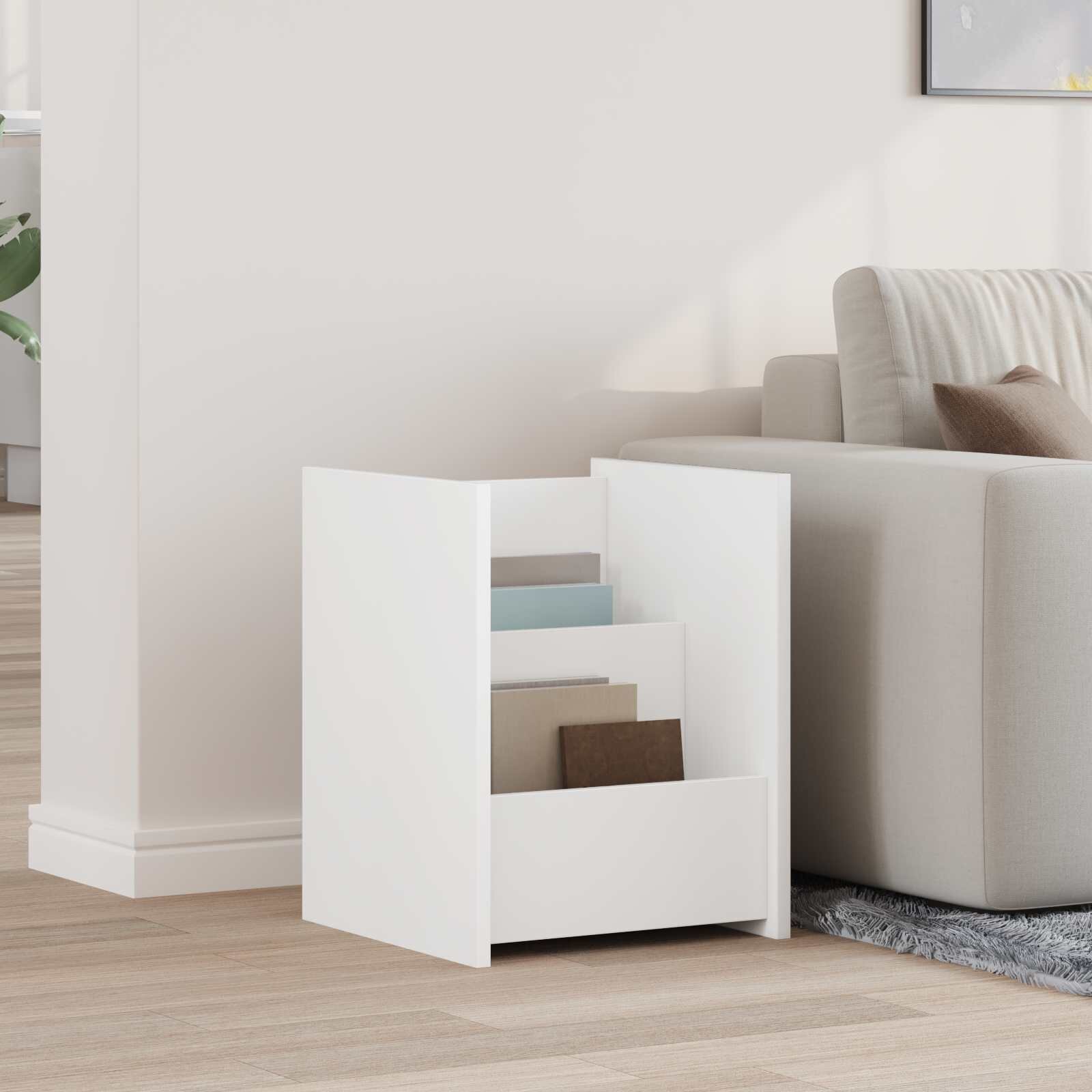 vidaXL Етажерка за списания Бяло 35 x 35 x 45 см Инженерна дървесина
