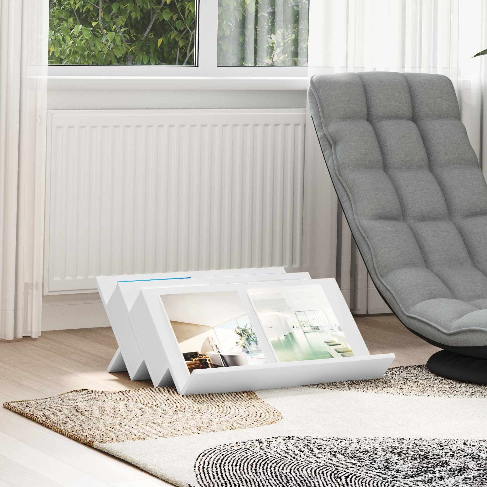 vidaXL Етажерка за списания Бяло 65 x 53 x 285 см Инженерна дървесина