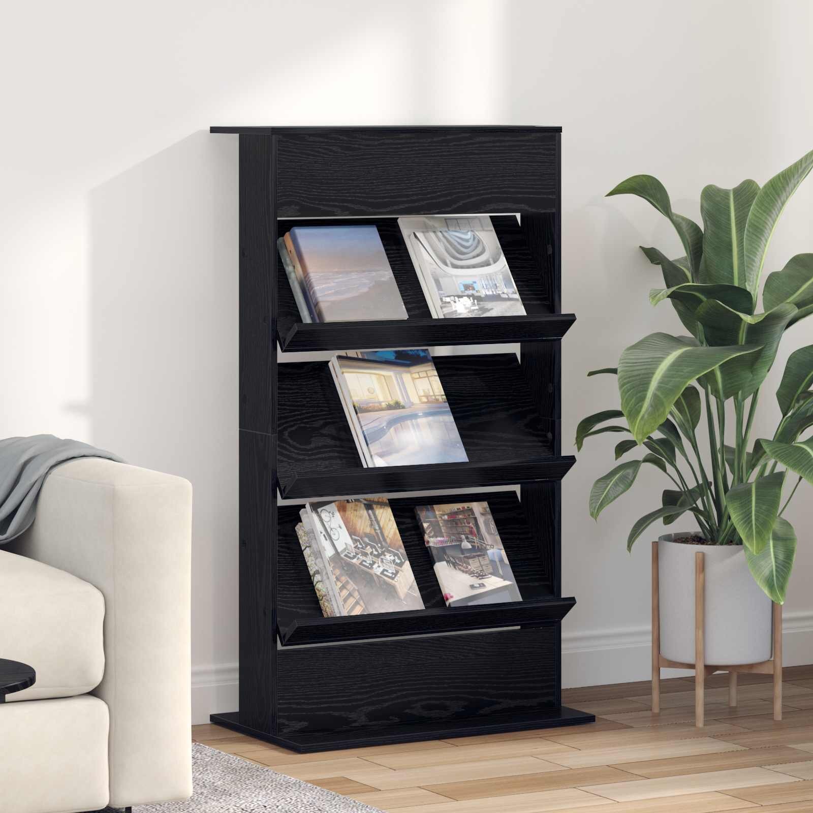 vidaXL Етажерка за списания Черния дъб 70 x 41 x 126 см