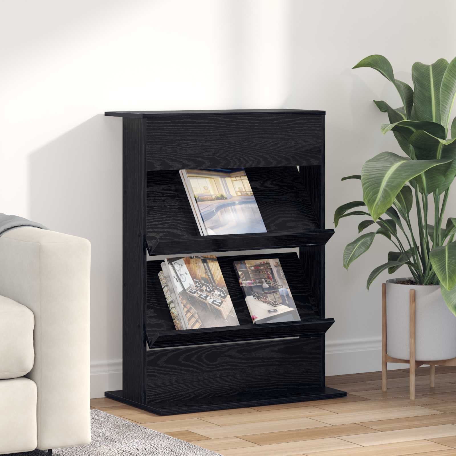 vidaXL Етажерка за списания Черния дъб 70 x 41 x 96 см