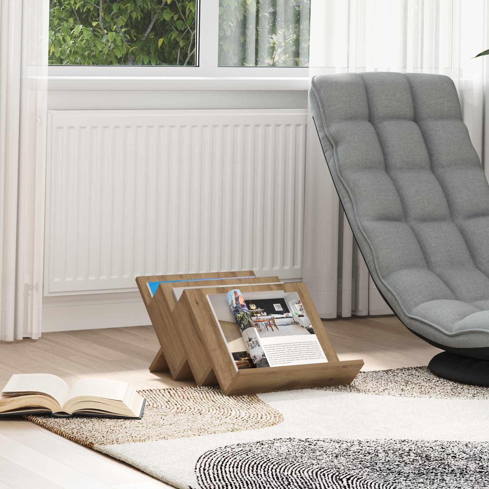vidaXL Етажерка за списания Дъб 53 x 40 x 285 см Инженерна дървесина